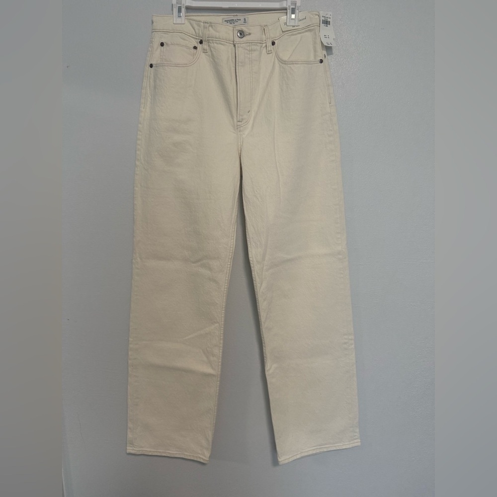 Abercrombie Fitch The 90s Relaxed Jeans High Rise Cream Size 31/12 Long - Picture 2 of 6